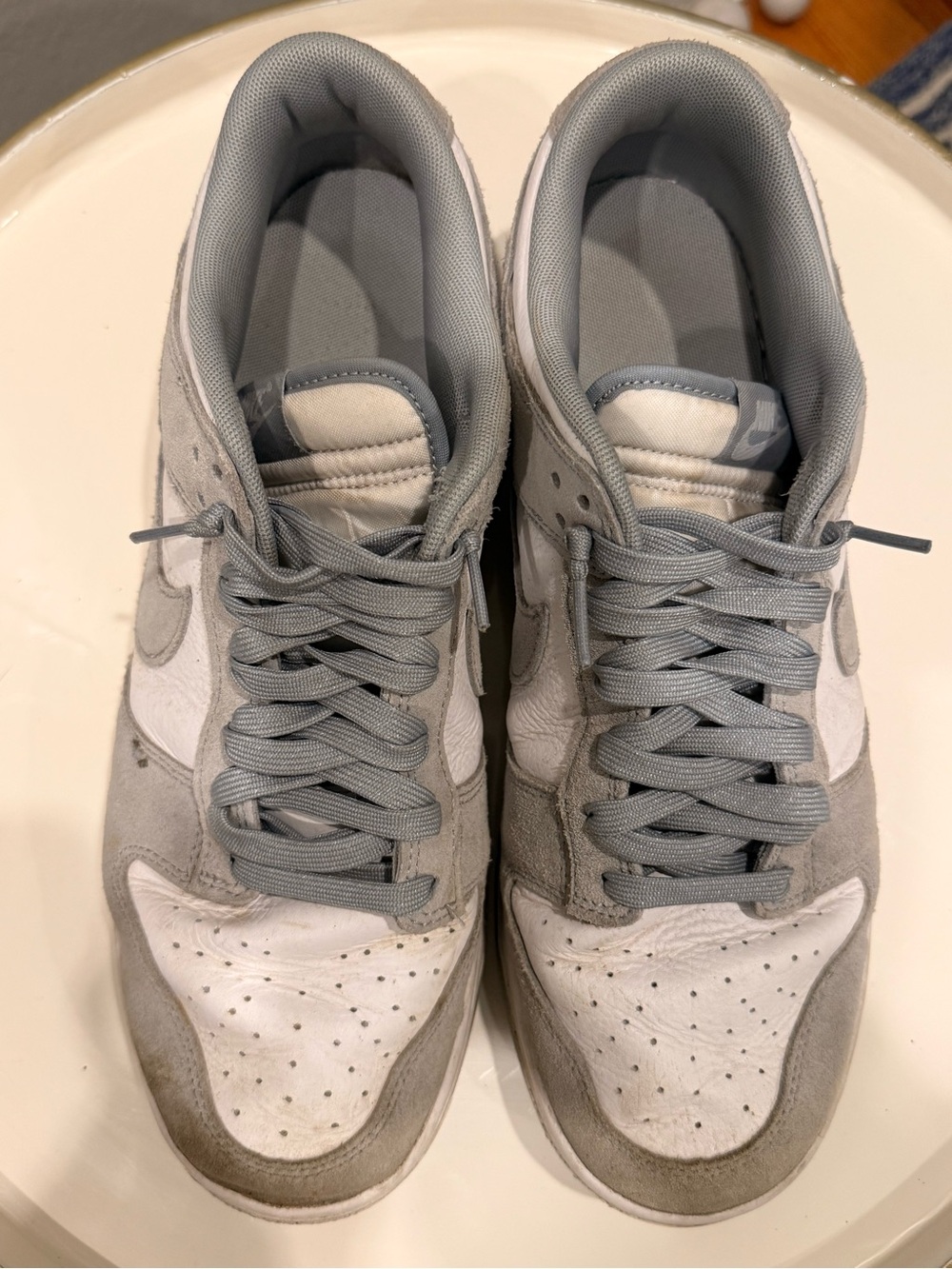 Nike Dunk Low Men’s 12 Gray White Leather Suede Sneakers Casual Streetwear Shoes - Picture 1 of 5